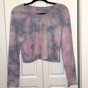 Tie dye American eagle waffle crop top